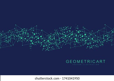 Structure molecule and communication. Dna, atom, neurons. Scientific concept for your design. Connected lines with dots. Medical, technology, chemistry, science background. Vector illustration.