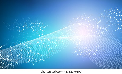 Structure molecule and communication. Dna, atom, neurons. Scientific concept for your design. Connected lines with dots. Medical, technology, chemistry, science background. Vector illustration.