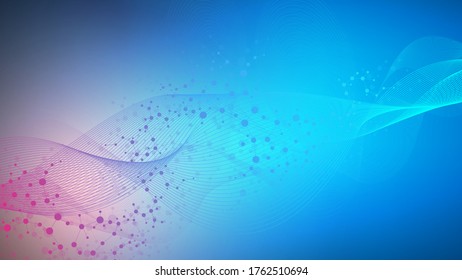 Molécula de estructura y comunicación. Adn, átomo, neuronas. Concepto científico para su diseño. Líneas conectadas con puntos. Medicina, tecnología, química, formación científica. Ilustración vectorial.
