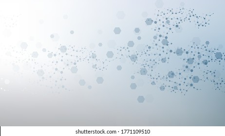 Structure molecule and communication. Dna, atom, neurons. Scientific concept for your design. Connected lines with dots. Medical, technology, chemistry, science background. Vector illustration.