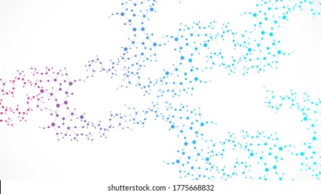 Structure molecule and communication. Dna, atom, neurons. Scientific concept for your design. Connected lines with dots. Medical, technology, chemistry, science background. Vector illustration.