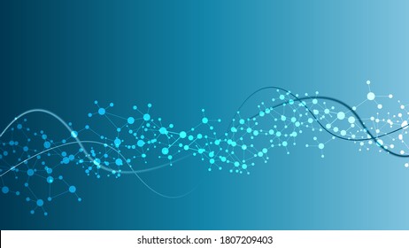 Structure molecule and communication. Dna, atom, neurons. Scientific concept for your design. Connected lines with dots. Medical, technology, chemistry, science background. Vector illustration.
