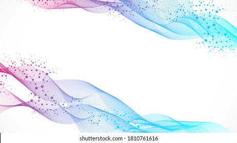 Structure molecule and communication. Dna, atom, neurons. Scientific concept for your design. Connected lines with dots. Medical, technology, chemistry, science background. Vector illustration.