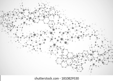 Structure molecule and communication. Dna, atom, neurons. Scientific concept for your design. Connected lines with dots. Medical, technology, chemistry, science background. Vector illustration.
