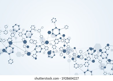 Structure molecule and communication. Dna, atom, neurons. Scientific concept for your design. Connected lines with dots. Medical, technology, chemistry, science background. Vector illustration