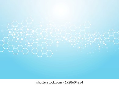 Structure Molecule And Communication. Dna, Atom, Neurons. Scientific Concept For Your Design. Connected Lines With Dots. Medical, Technology, Chemistry, Science Background. Vector Illustration