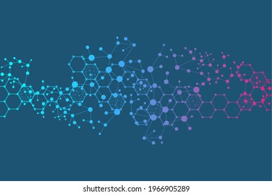 Structure molecule and communication. Dna, atom, neurons. Scientific concept for your design. Connected lines with dots. Medical, technology, chemistry, science background. Vector illustration