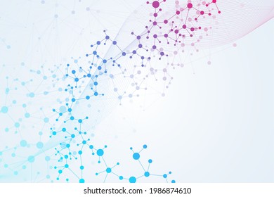 Structure molecule and communication. Dna, atom, neurons. Scientific concept for your design. Connected lines with dots. Medical, technology, chemistry, science background. Vector illustration