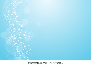 Structure molecule and communication. Dna, atom, neurons. Scientific concept for your design. Connected lines with dots. Medical, technology, chemistry, science background. Vector illustration.