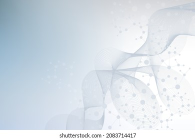 Structure molecule and communication. Dna, atom, neurons. Scientific concept for your design. Connected lines with dots. Medical, technology, chemistry, science background. Vector illustration.