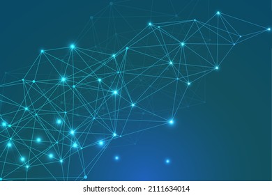 Structure molecule and communication. Dna, atom, neurons. Scientific concept for your design. Connected lines with dots. Medical, technology, chemistry, science background. Vector illustration.