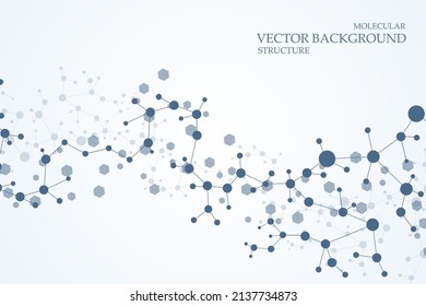 Structure molecule and communication. Dna, atom, neurons. Scientific concept for your design. Connected lines with dots. Medical, technology, chemistry, science background. Vector illustration
