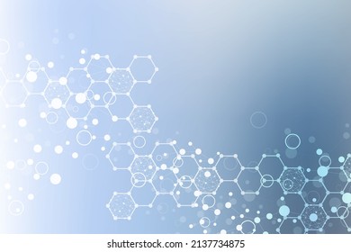 Structure molecule and communication. Dna, atom, neurons. Scientific concept for your design. Connected lines with dots. Medical, technology, chemistry, science background. Vector illustration