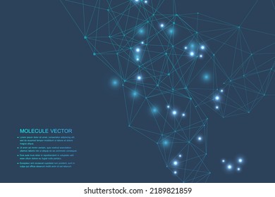Structure molecule and communication. Dna, atom, neurons. Scientific concept for your design. Connected lines with dots. Medical, technology, chemistry, science background. Vector illustration