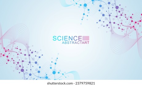 Structure molecule and communication. Dna, atom, neurons. Scientific concept for your design. Connected lines with dots. Medical, technology, chemistry, science background. Vector illustration