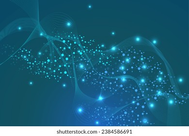 Structure molecule and communication. Dna, atom, neurons. Scientific concept for your design. Connected lines with dots. Medical, technology, chemistry, science background. Vector illustration.