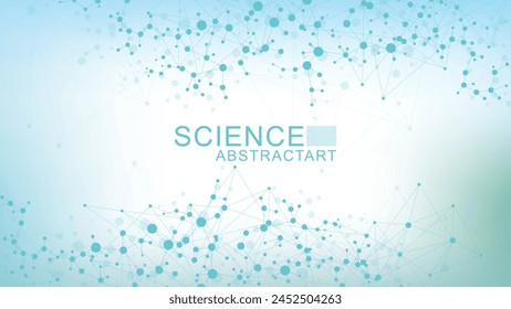 Structure molecule and communication. Dna, atom, neurons. Scientific concept for your design. Connected lines with dots. Medical, technology, chemistry, science background. Vector illustration