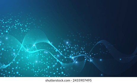 Structure molecule and communication. Dna, atom, neurons. Scientific concept for your design. Connected lines with dots. Medical, technology, chemistry, science background. Vector illustration