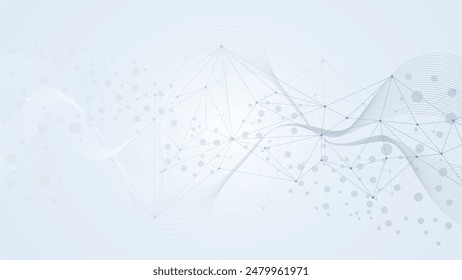 Structure molecule and communication. DNA, atom, neurons. Scientific concept for your design. Connected lines with dots. Medical, technology, chemistry, science background. Vector illustration