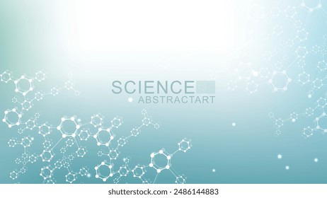 Structure molecule and communication. Dna, atom, neurons. Scientific concept for your design. Connected lines with dots. Medical, technology, chemistry, science background. Vector illustration