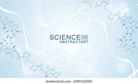 Estructura, molécula y comunicación. Adn, átomo, neuronas. Concepto científico para su diseño. Líneas conectadas con puntos. Medicina, tecnología, química, formación científica. Ilustración vectorial