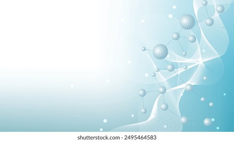 Structure molecule and communication Dna, atom, neurons. Science concept for your design. Connected lines with dots. Medical, technology, chemistry, science background. Vector illustration.