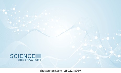 Structure molecule and communication. Dna, atom, neurons. Scientific concept for your design. Connected lines with dots. Medical, technology, chemistry, science background. Vector illustration.