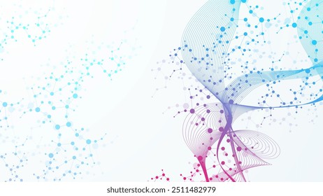 Structure molecule and communication Dna, atom, neurons. Science concept for your design. Connected lines with dots. Medical, technology, chemistry, science background. Vector illustration