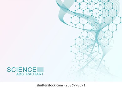 Structure molecule and communication. Dna, atom, neurons. Scientific concept for your design. Connected lines with dots. Medical, technology, chemistry, science background. Vector illustration