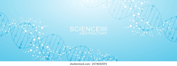 Structure molecule and communication Dna, atom, neurons. Science concept for your design. Connected lines with dots. Medical, technology, chemistry, science background. Vector illustration.