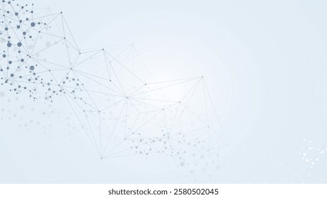 Structure molecule and communication. DNA, atom, neurons. Scientific concept for your design. Connected lines with dots. Medical, technology, chemistry, science background. Vector illustration