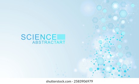 Structure molecule and communication. Dna, atom, neurons. Scientific concept for your design. Connected lines with dots. Medical, technology, chemistry, science background. Vector illustration