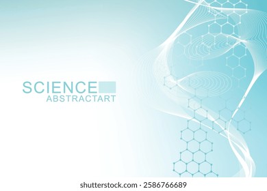 Structure molecule and communication Dna, atom, neurons. Science concept for your design. Connected lines with dots. Medical, technology, chemistry, science background. Vector illustration.