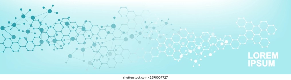 Structure molecule and communication Dna, atom, neurons. Science concept for your design. Connected lines with dots. Medical, technology, chemistry, science background. Vector illustration.