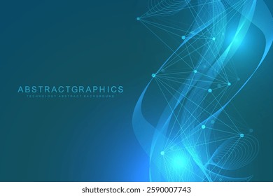 Structure molecule and communication. Dna, atom, neurons. Scientific concept for your design. Connected lines with dots. Medical, technology, chemistry, science background. Vector illustration.