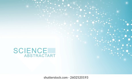 Structure molecule and communication Dna, atom, neurons. Science concept for your design. Connected lines with dots. Medical, technology, chemistry, science background. Vector illustration.