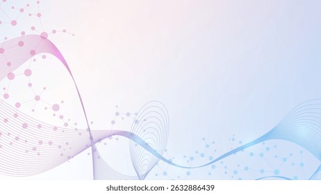 Molécula de estrutura e comunicação. Dna, átomo, neurônios. Conceito científico para o seu projeto. Linhas conectadas com pontos. Médico, tecnologia, química, ciência de fundo. ilustração