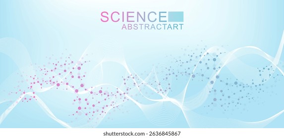 Structure molecule and communication Dna, atom, neurons. Science concept for your design. Connected lines with dots. Medical, technology, chemistry, science background. Vector illustration.