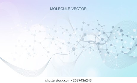 Structure molecule and communication. Dna, atom, neurons. Scientific concept for your design. Connected lines with dots. Medical, technology, chemistry, science background. Vector illustration.