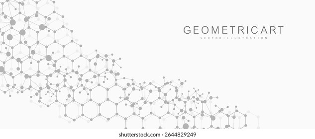 Molécula de estrutura e comunicação Dna, átomo, neurônios. Conceito científico para o seu design. Linhas conectadas com pontos. Medicina, tecnologia, química, formação científica. Ilustração vetorial.