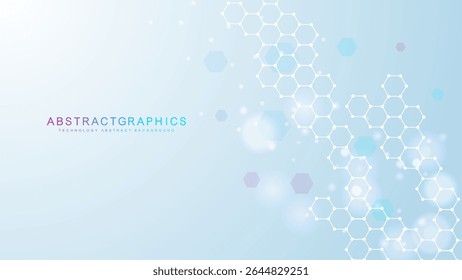 Structure molecule and communication. Dna, atom, neurons. Scientific concept for your design. Connected lines with dots. Medical, technology, chemistry, science background. Vector illustration.