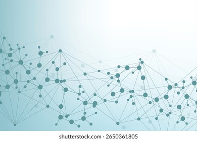 Molécula de estrutura e comunicação Dna, átomo, neurônios. Conceito científico para o seu design. Linhas conectadas com pontos. Medicina, tecnologia, química, fundo científico. ilustração.