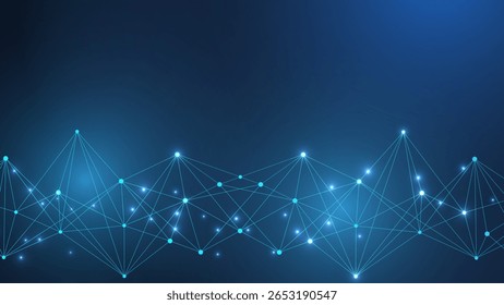 Molécula de estrutura e comunicação. Dna, átomo, neurônios. Conceito científico para o seu projeto. Linhas conectadas com pontos. Medicina, tecnologia, química, formação científica. Ilustração vetorial.
