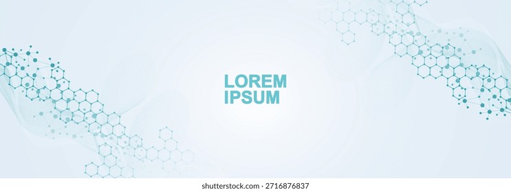 Molécula de estrutura e comunicação Dna, átomo, neurônios. Conceito científico para o seu design. Linhas conectadas com pontos. Medicina, tecnologia, química, fundo científico. ilustração.