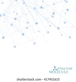Structure molecule and communication Dna, atom, neurons. Science concept for your design. Connected lines with dots. Medical, technology, chemistry, science background. Vector illustration