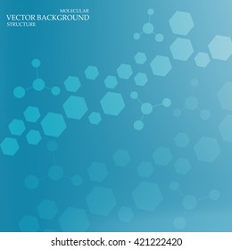 Structure molecule and communication Dna, atom, neurons. Science concept for your design. Connected lines with dots. Medical, technology, chemistry, science background. Vector illustration.