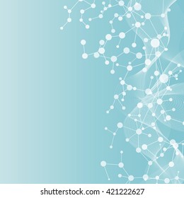 Structure molecule and communication Dna, atom, neurons. Science concept for your design. Connected lines with dots. Medical, technology, chemistry, science background. Vector illustration.