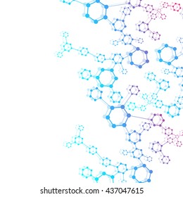 Structure molecule and communication Dna, atom, neurons. Science concept for your design. Connected lines with dots. Medical, technology, chemistry, science background. Vector illustration.