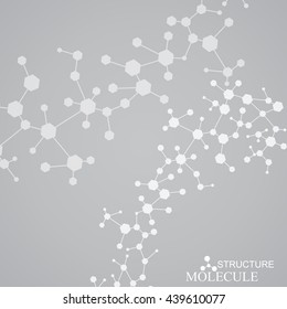 Structure molecule and communication Dna, atom, neurons. Science concept for your design. Connected lines with dots. Medical, technology, chemistry, science background. Vector illustration.