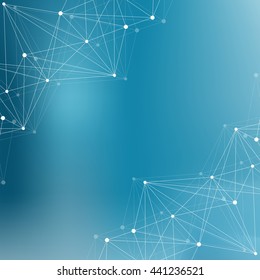 Structure molecule and communication Dna, atom, neurons. Science concept for your design. Connected lines with dots. Medical, technology, chemistry, science background. Vector illustration.